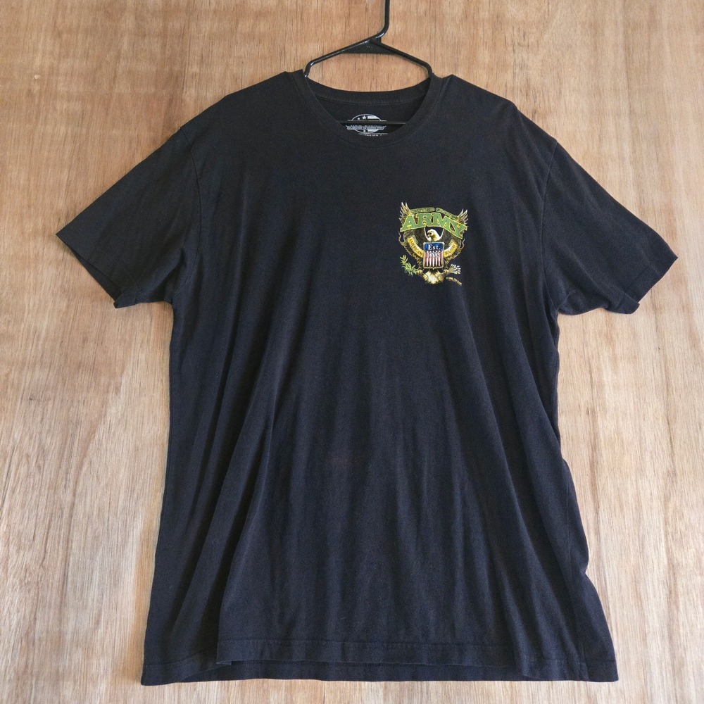 US Army American Soldiers Graphic T-Shirt Black XL 2008 Eagle Shield 7.62 Design